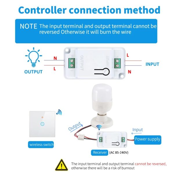 WenHIOT 433Mhz Wireless Wall Switch 1/2/3 Gang DIY Touch Switch Panel 220V 10A Relay Interruptor Remote Control Light Switch - Image 5