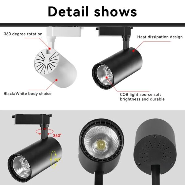 Whole Set Led Track Light 220V COB Spotlight Ceiling Track Lamps 30/40w For Home Bedroom Store Living Room Kitchen Rail Lighting - Image 4
