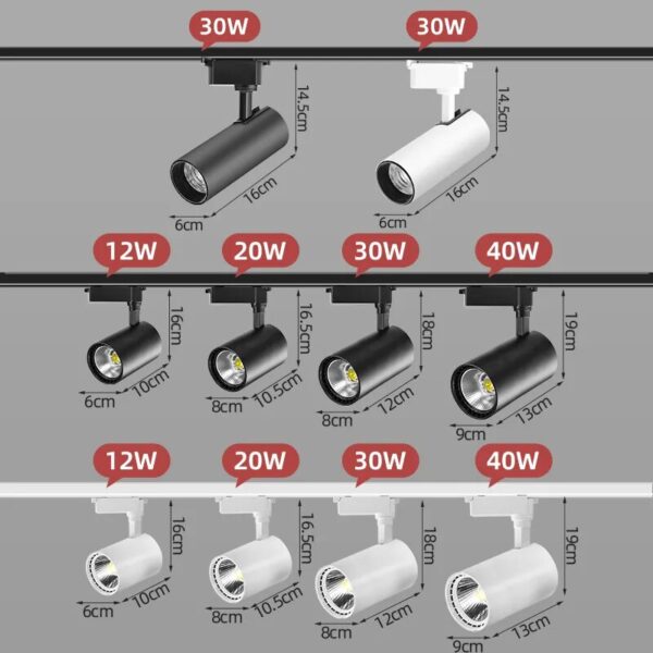 Whole Set Led Track Light 220V COB Spotlight Ceiling Track Lamps 30/40w For Home Bedroom Store Living Room Kitchen Rail Lighting - Image 6
