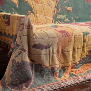 World map Cotton Bohemian Plaids Blanket Multi-function Sofa Decorative piano cover tapestry Cobertor Tassel Blanket
