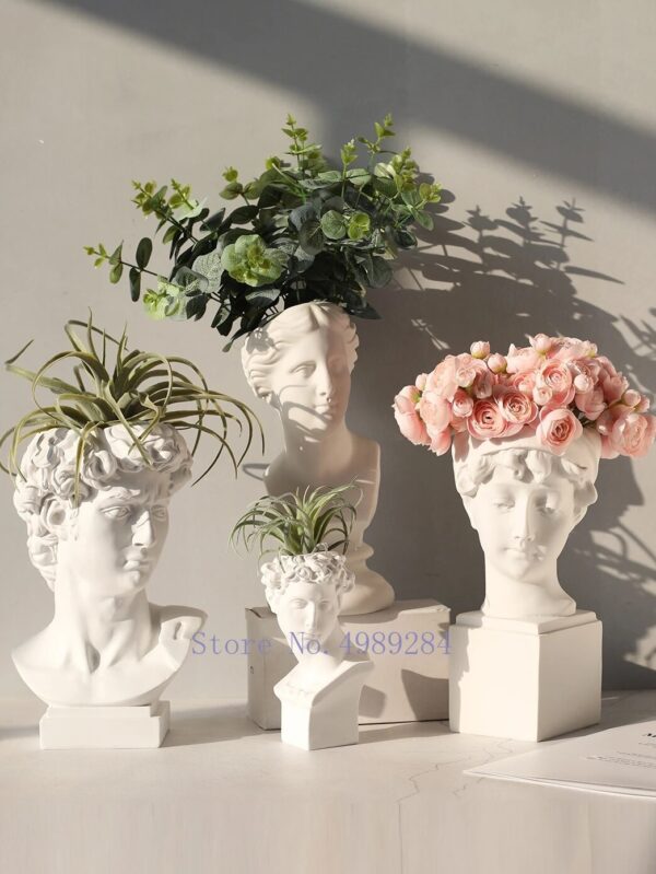 modern Nordic style Creative Portrait vase Human head Decorative ornaments Resin David Venus Vase Home decoration accessories